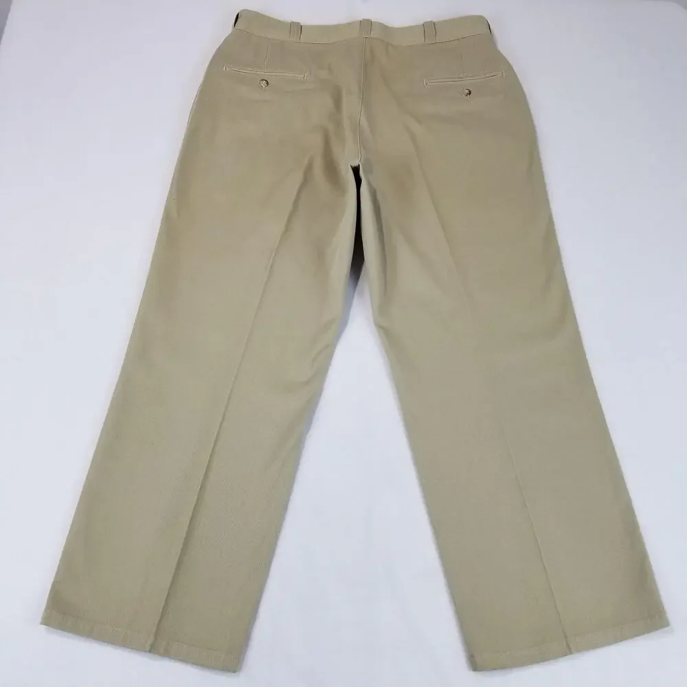 Polo Ralph Lauren Khaki Pants Mens 36x28 Beige Cotton Flat Front USA Chino
